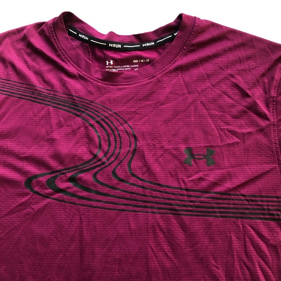 Under Armour Men’s Size M Burgundy Performance Running T-Shirt Activewear Top - Picture 11 of 12